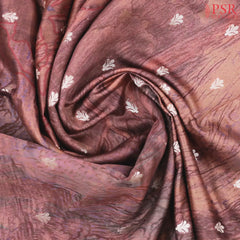 Dark Coral Chiniya Silk Saree