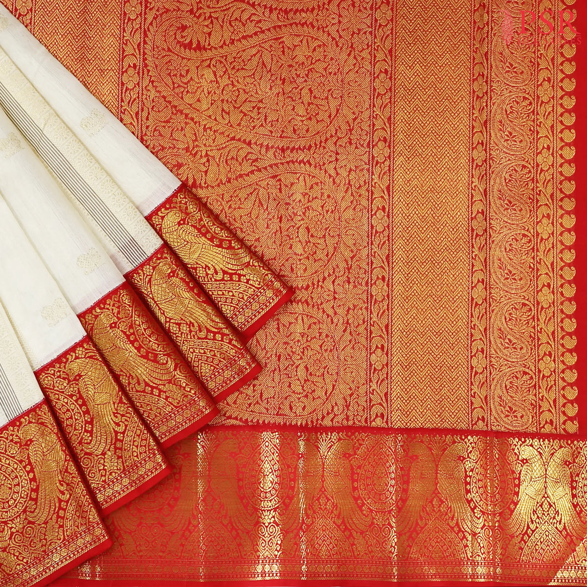 Cream Beige Kanchipuram Silk Saree