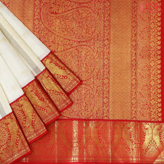 Cream Beige Kanchipuram Silk Saree
