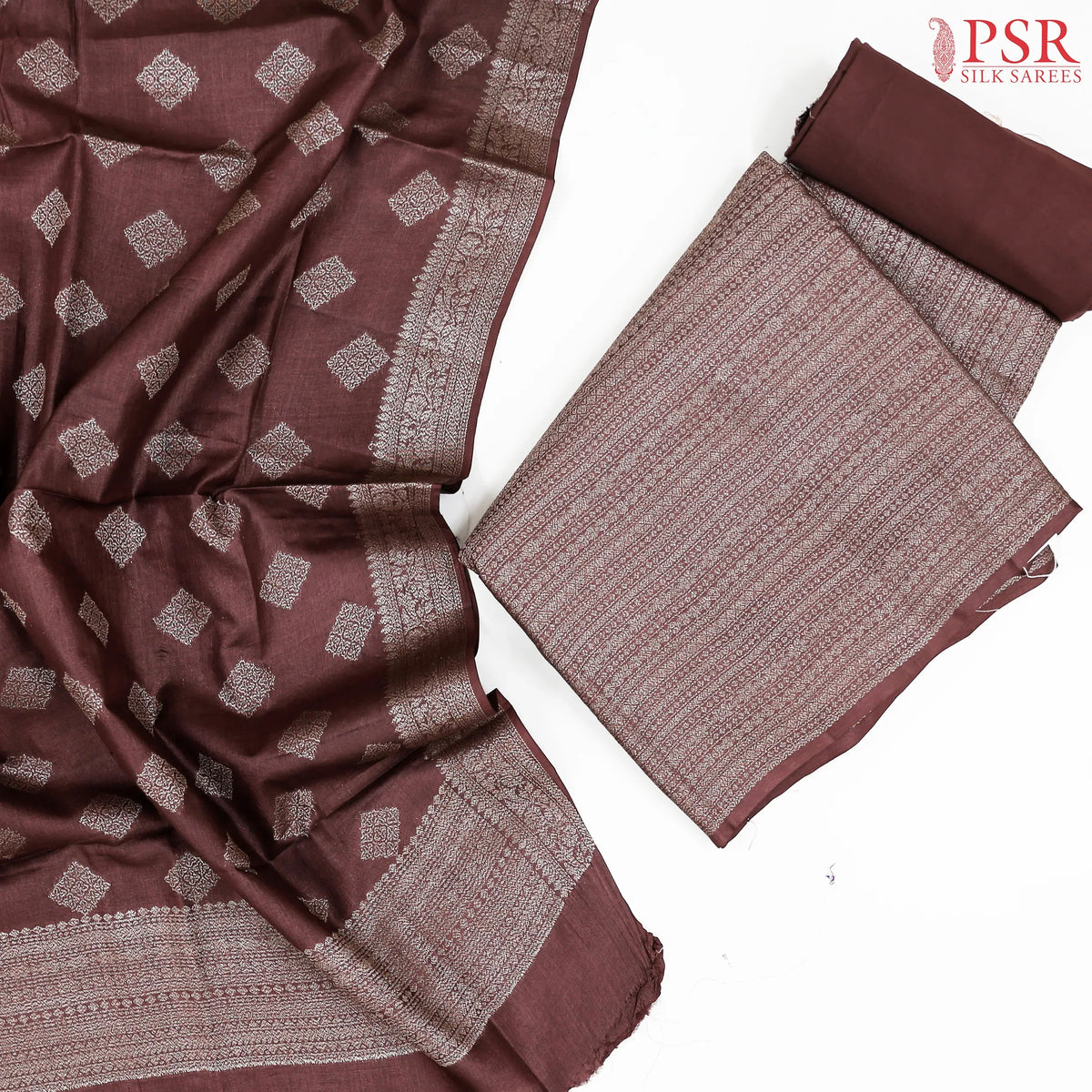 Brown Tassar Dress Material