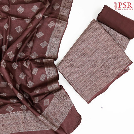 Brown Tassar Dress Material