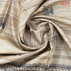 Royal Beige & Black Kadhi Tussar Silk Saree