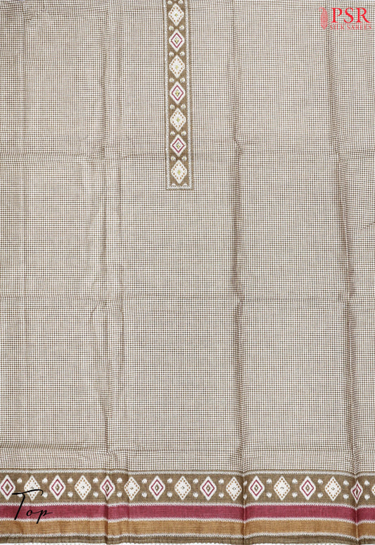 Olive Khaki Jute Dress Material