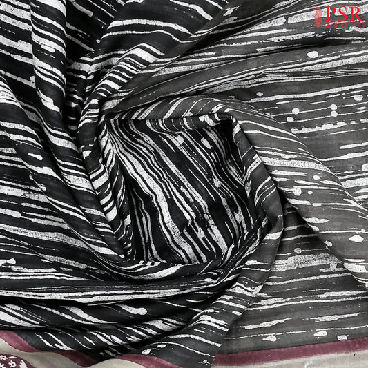 Black Mul Printed Cotton Saree