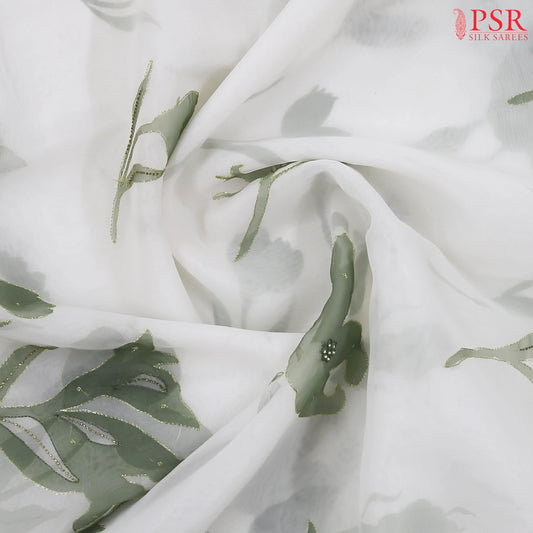 Off White Organza Embroidery Saree