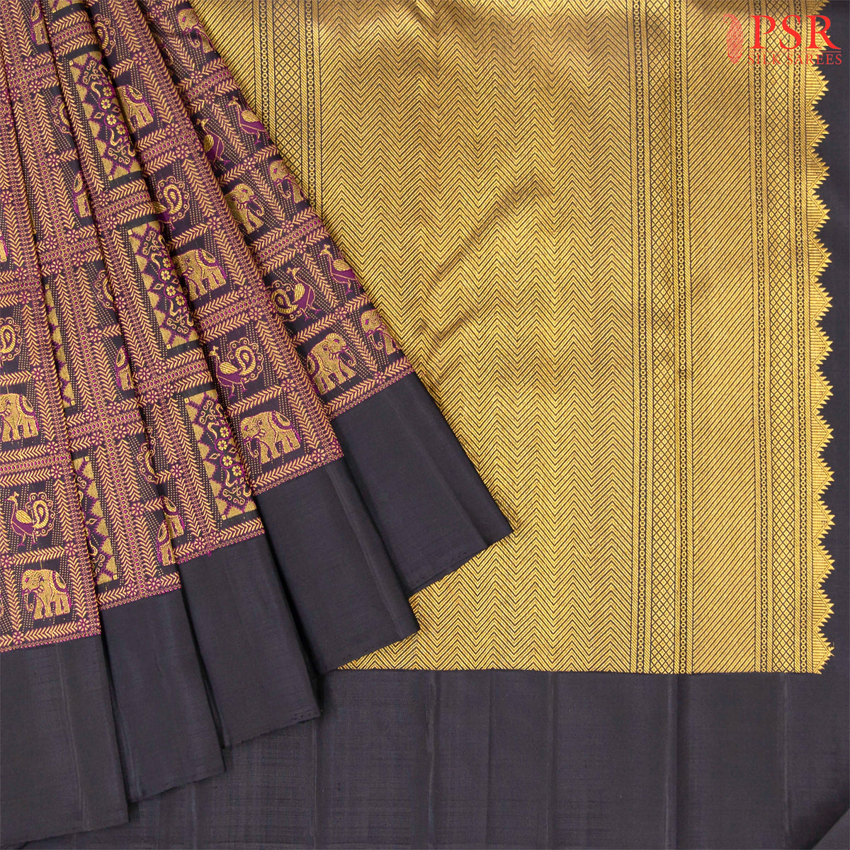 Black Kanchipuram Silk Saree