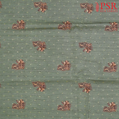 Dark Sage Green Semi Tassar Print Running Material