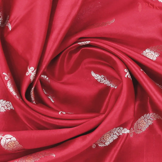 Carmine Red Chiniya Silk Saree
