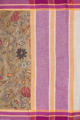Light Brown Printed Cotton Saree