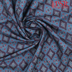 Dark Blue Semi Tassar Ikkat Print Running Material
