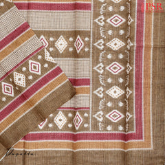 Olive Khaki Jute Dress Material