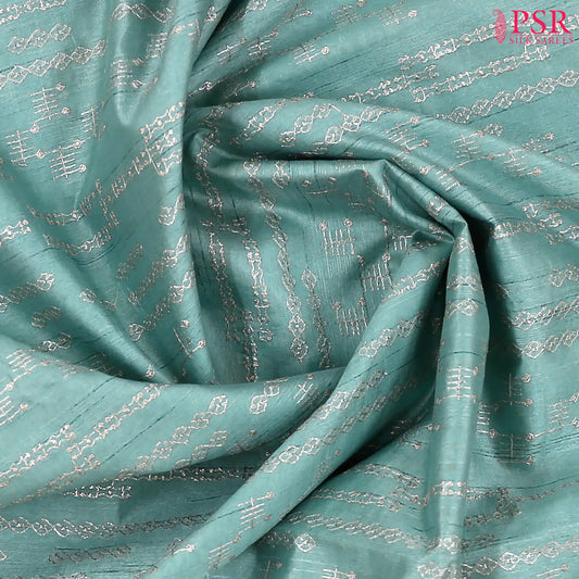 Mint Blue Semi Tussar Embroidery Saree