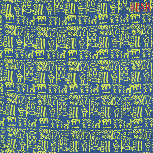 Indigo Blue Jaipur Cotton Print Running Material
