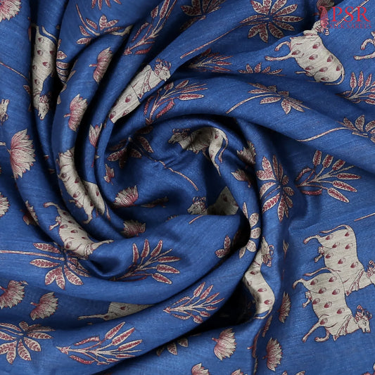 Dark Cobalt Blue Munga Silk Saree