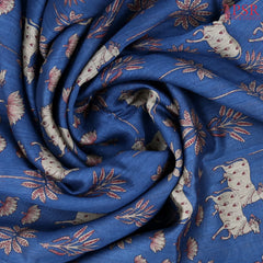 Dark Cobalt Blue Munga Silk Saree