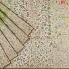 Citrus Green Kanchipuram Jacquard Tissue Silk Saree