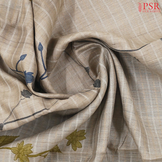 Parchment Beige Kadhi Tussar Silk Saree