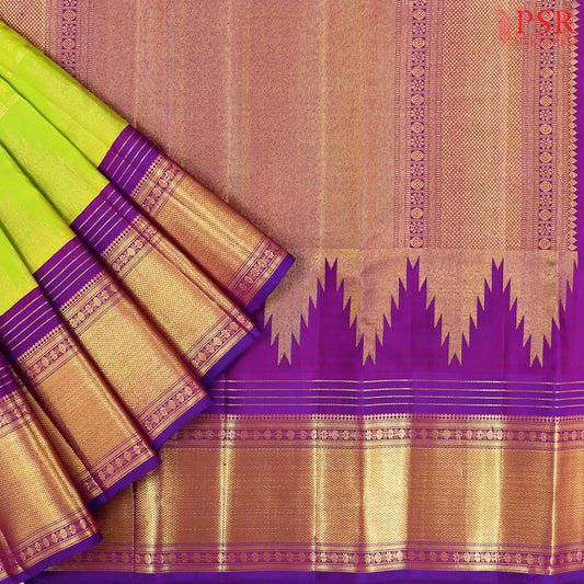 Bright Green Kanchipuram Silk Saree