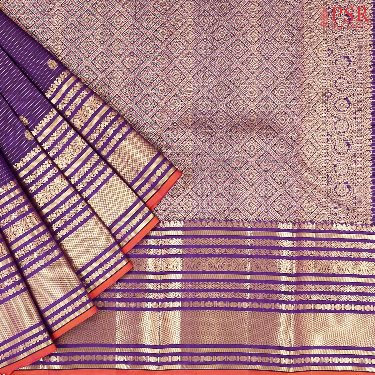 Dark Violet Kanchipuram Silk Saree