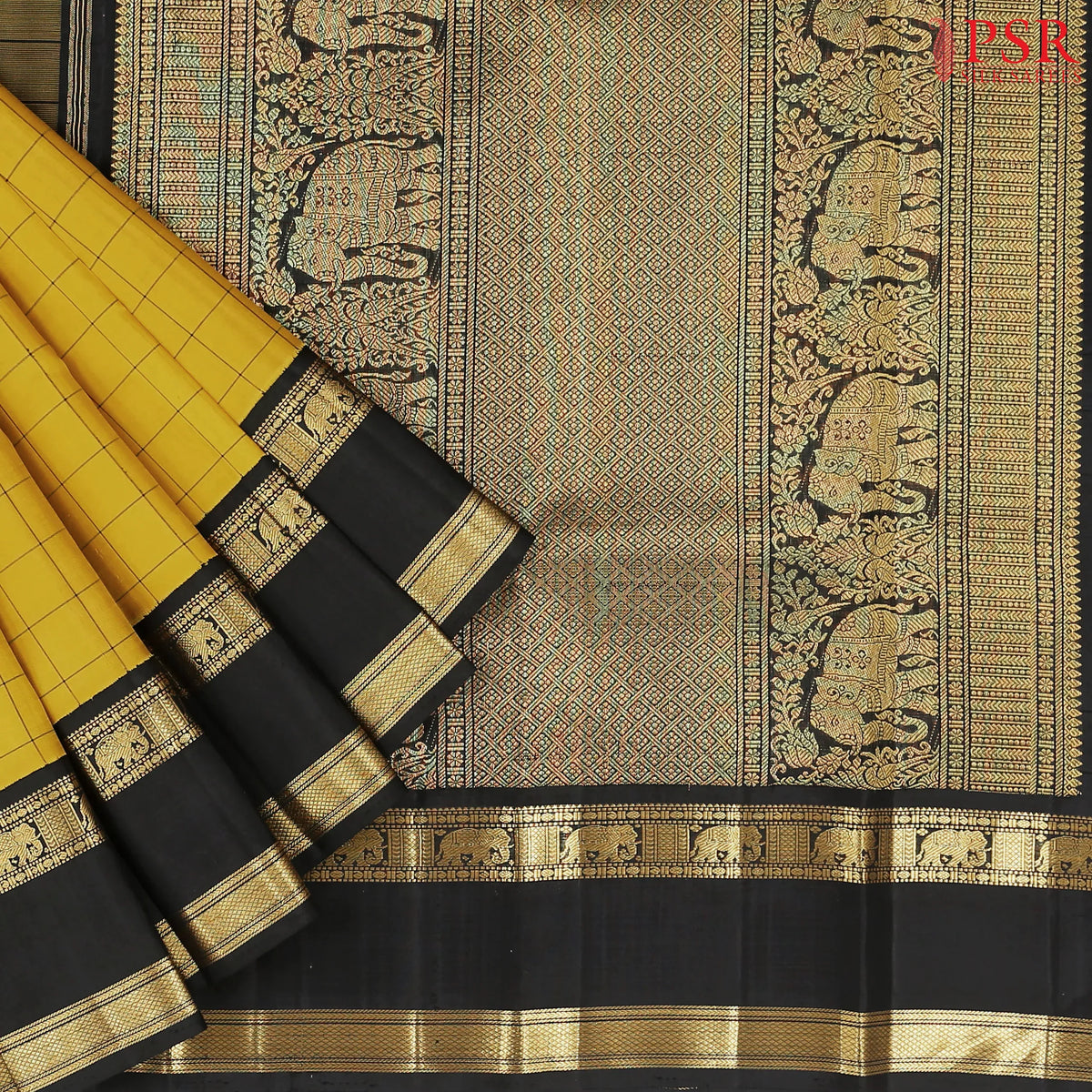Mustard Yellow Kanchipuram Silk Saree