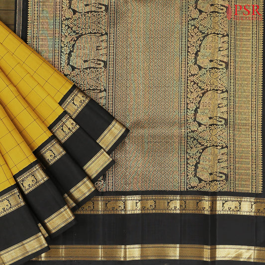 Mustard Yellow Kanchipuram Silk Saree