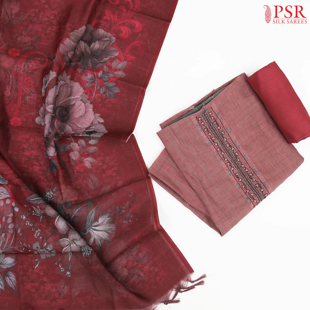 Maroon Tissue Dress Material