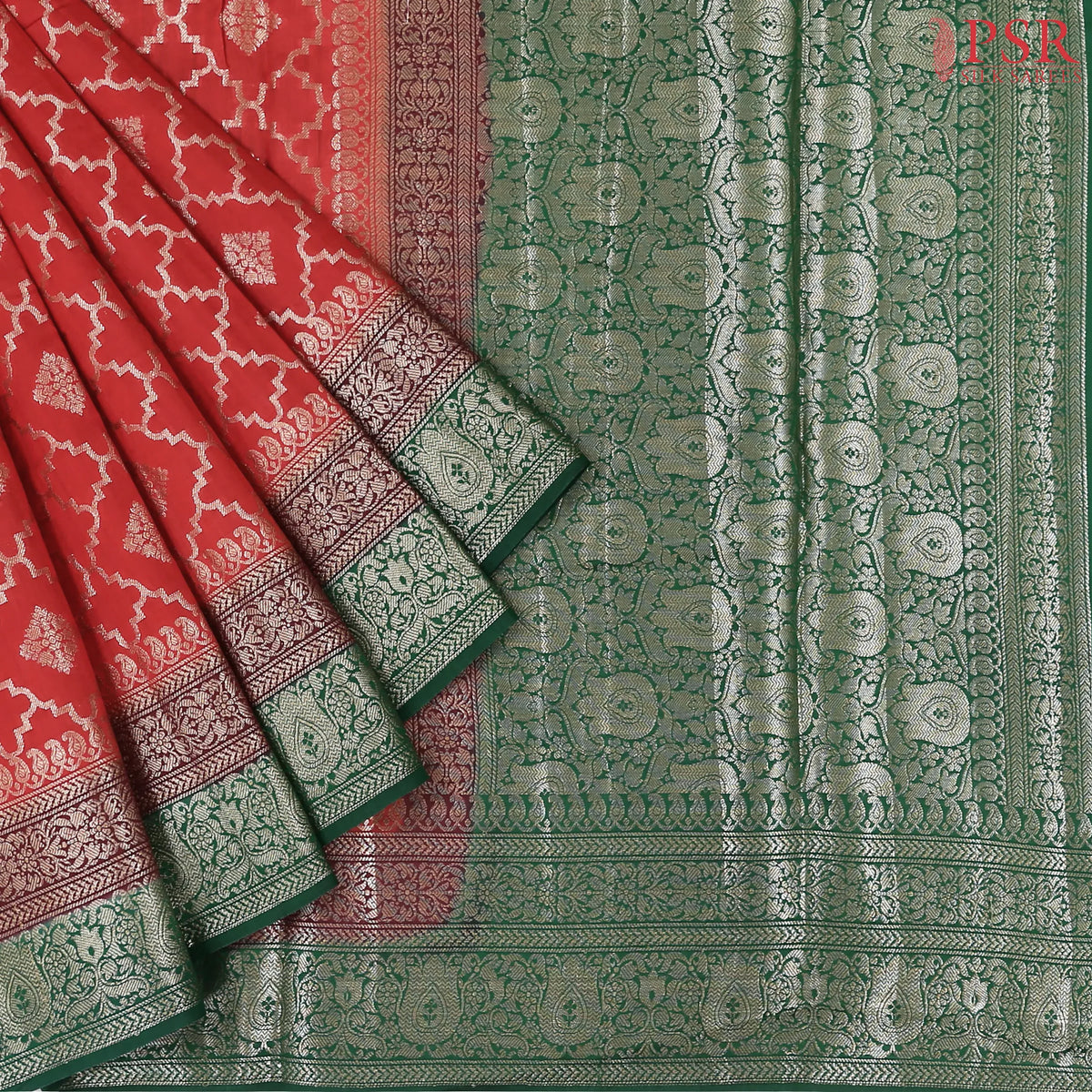 Red Chiniya Silk Saree