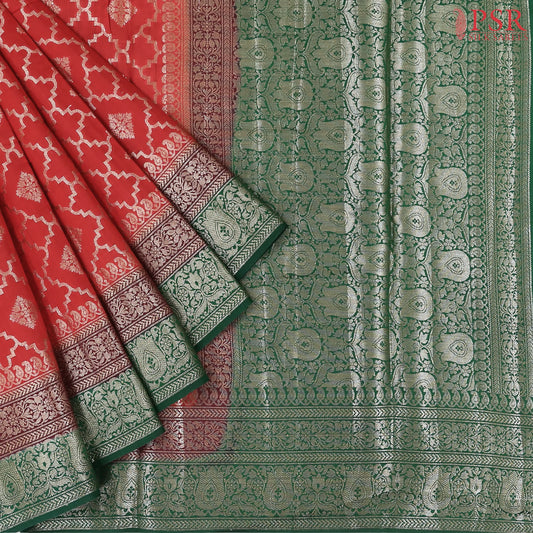 Red Chiniya Silk Saree