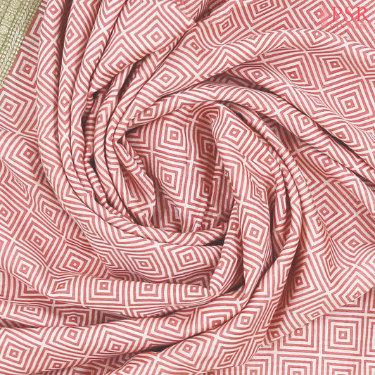 Off White & Light Red Assam Saree