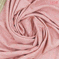 Off White & Light Red Assam Saree