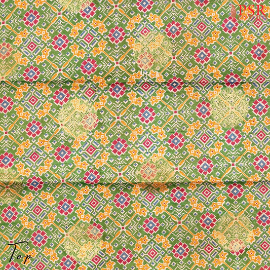 Parakeet Green Soft Patola Semi Silk Dress Material