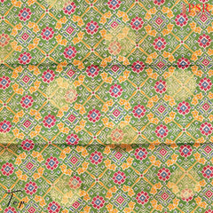 Parakeet Green Soft Patola Semi Silk Dress Material