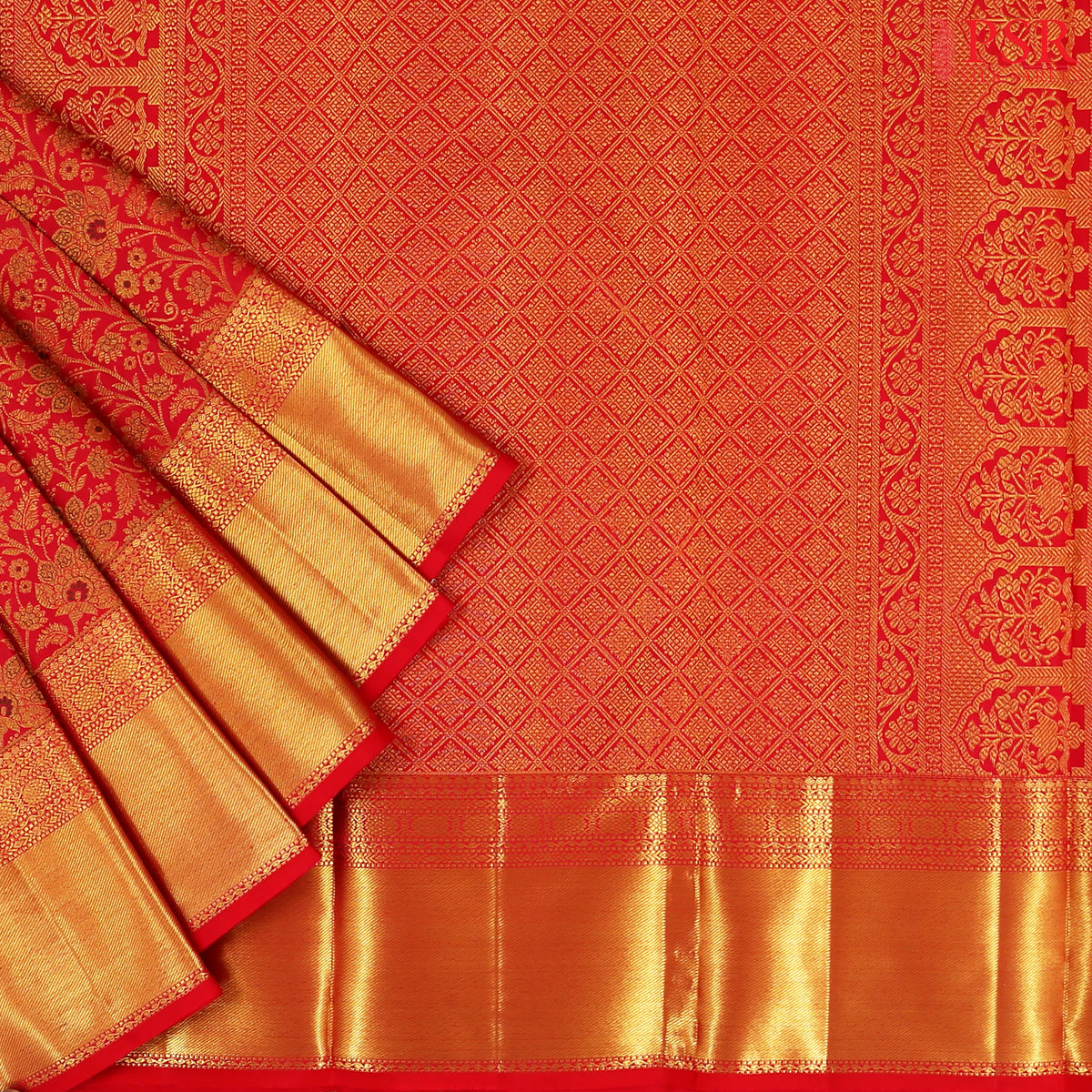Red Kanchipuram Jacquard Silk Saree