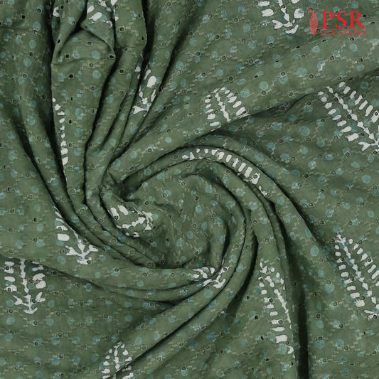 Fern Green Hacoba Embroidery Running Material