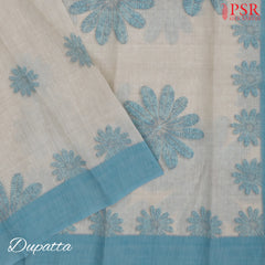 Light Blue Semi Tassar Dress Material