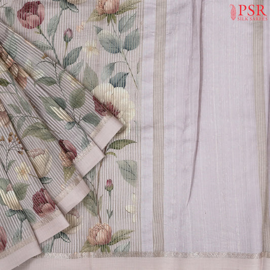 Primrose Pink Printed Tissue Saree