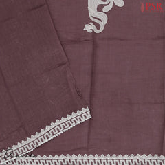 Dark Mauve Pure Silk Cotton Dress Material