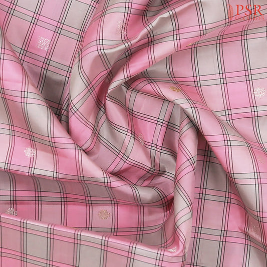 Pink & Grey Kanchipuram Silk Saree