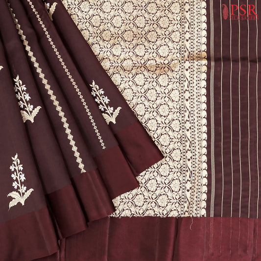 Brown Chiniya Silk Saree