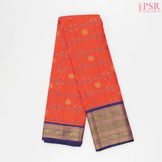 Saffron Kanchipuram Silk Saree