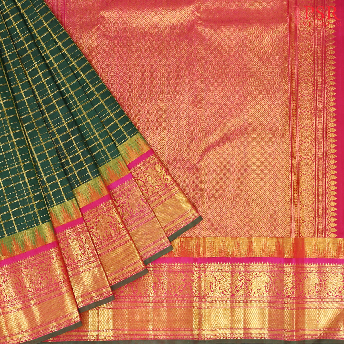 Dark Green Kanchipuram Silk Saree