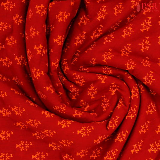 Crimson red Cotton Print Running Material