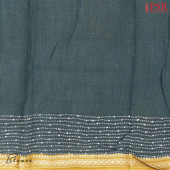 Teal & Olive Munga Silk Saree