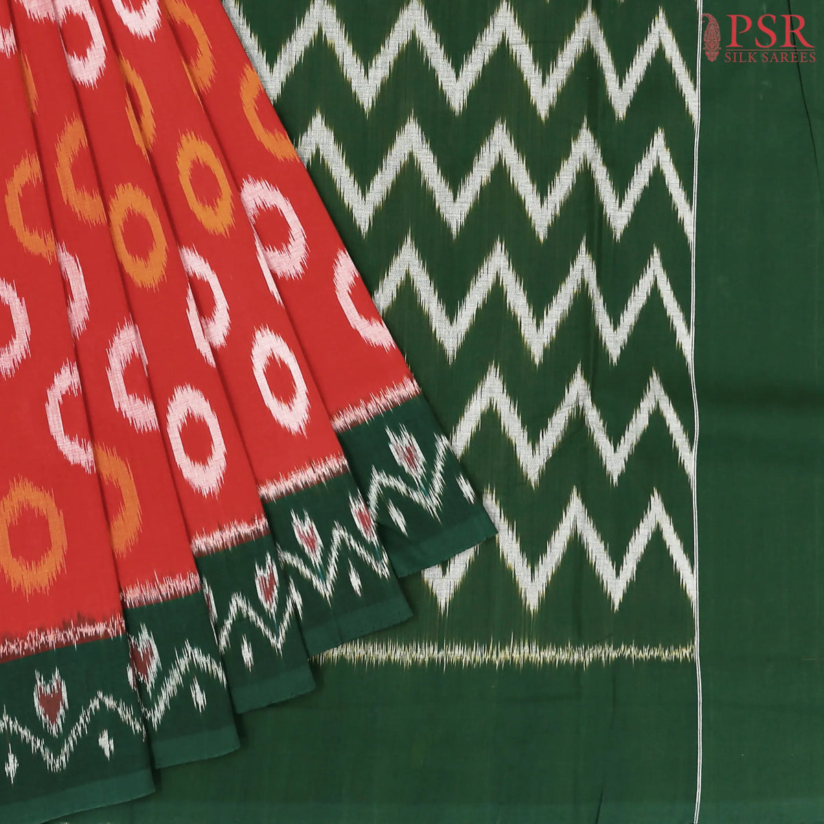 Red Ikkat Cotton Saree