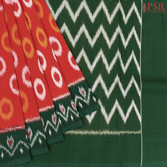 Red Ikkat Cotton Saree