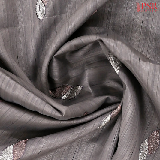 Fossil Grey Kosa Embroidery Saree