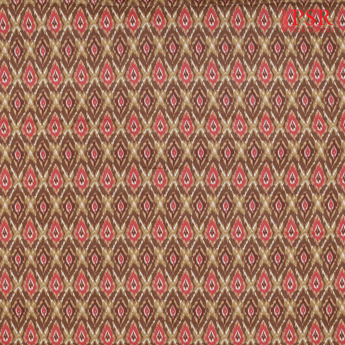 Mustard Brown Semi Tassar Ikkat Print Running Material