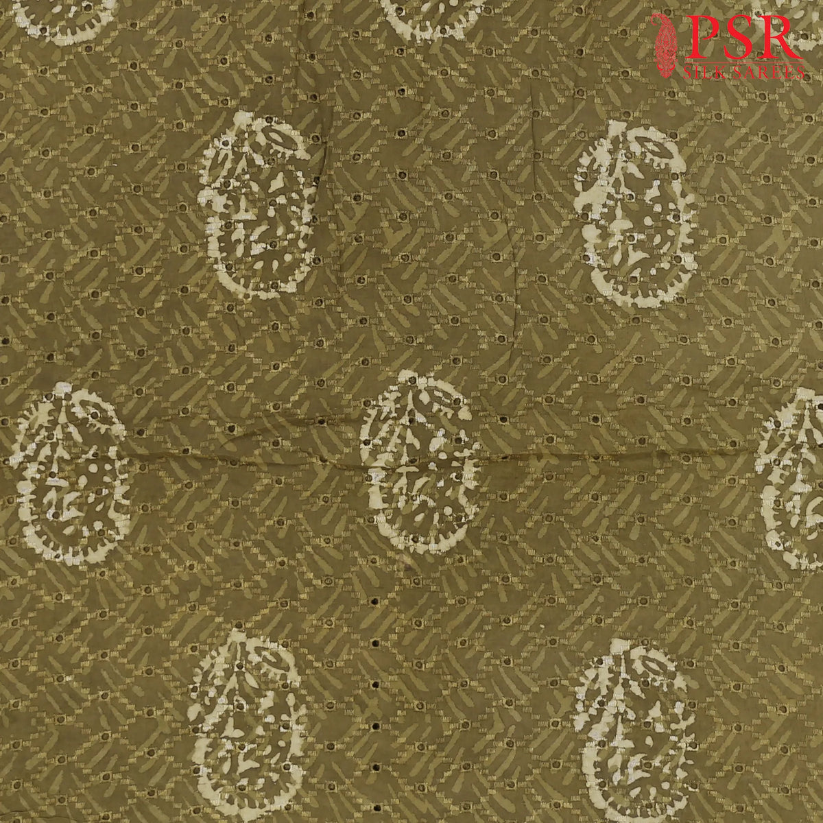 Dark Olive Hacoba Embroidery Running Material