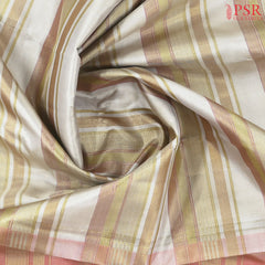Beige Kanchipuram Jacquard Tissue Silk Saree