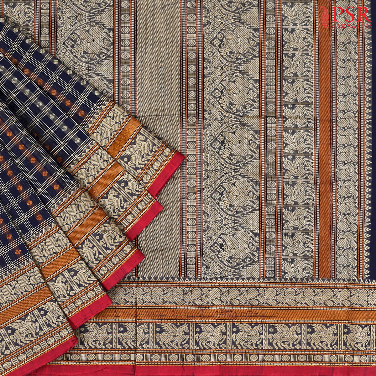 Midnight Blue Kalakshetra Kovai Cotton Saree